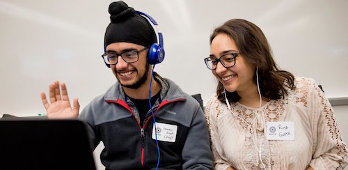 University of Michigan students chat during an M2GATE virtual exchange session.
