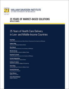 Cover of 25th Anniversary Article by WDI titled "25 Years of Health Care Delivery in Low and Middle Income Countries"