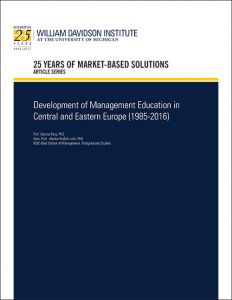 Cover image of 25th Anniversary article by WDI titled "Development of Management Education in Central and Eastern Europe"