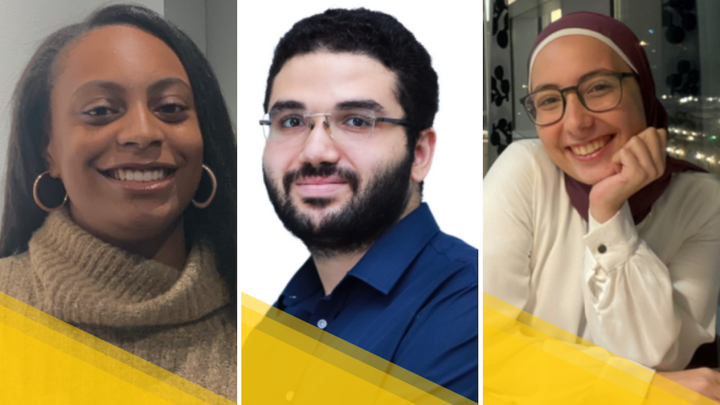 Headshots of the three Steven's Initiative Student Fellows